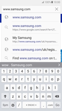 Key in the address of the required web page and press Go.