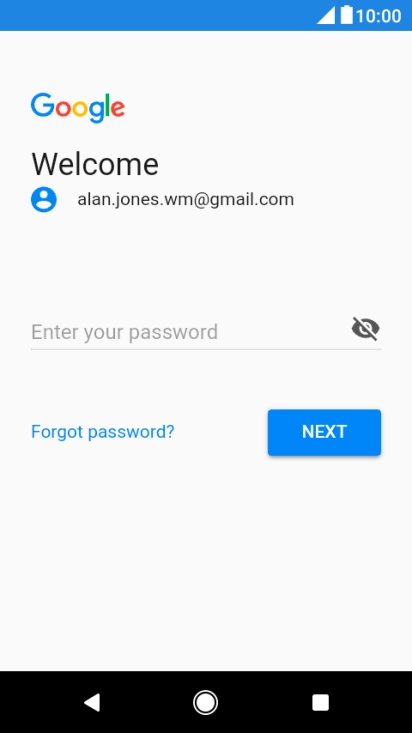 Press Enter your password and key in the password for your Google account.