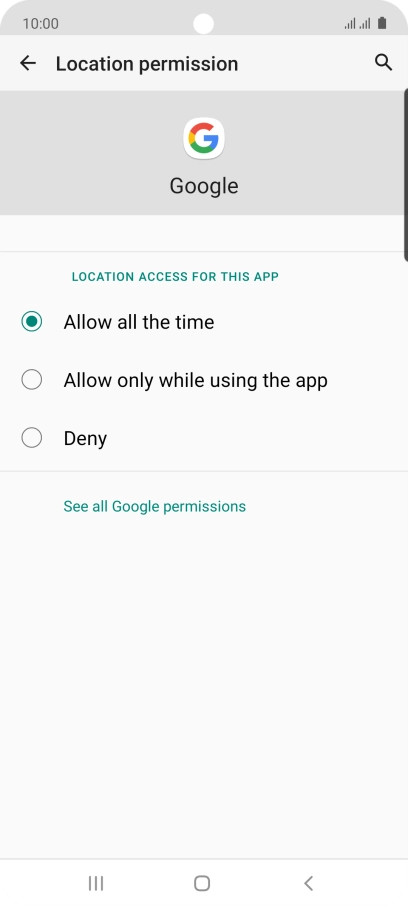 Press the required setting.