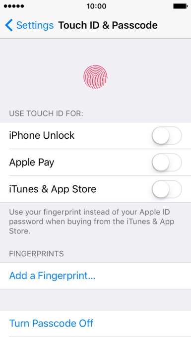 Press Turn Passcode Off and key in the phone lock code.