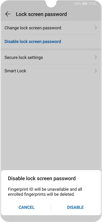 Key in the current phone lock code and press DISABLE.