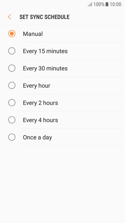 Press the required setting.