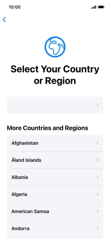 Press the required country or area.