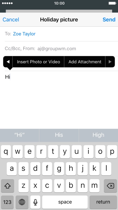 Press Insert Photo or Video and go to the required folder.