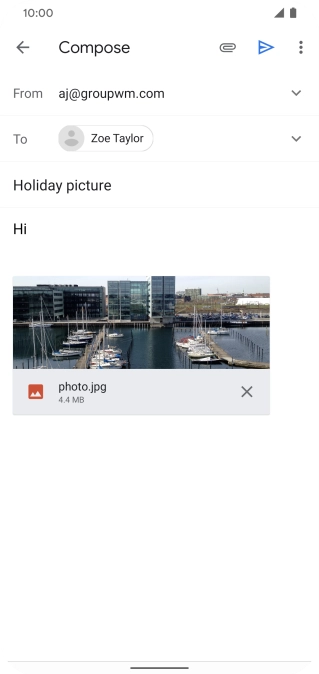 Press the send icon when you've finished your email message.