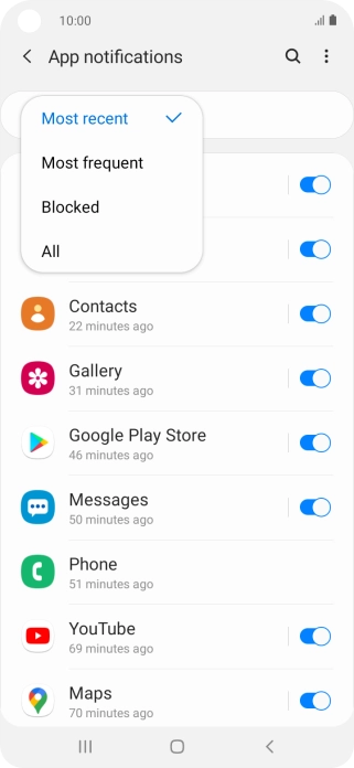 Press the required setting.