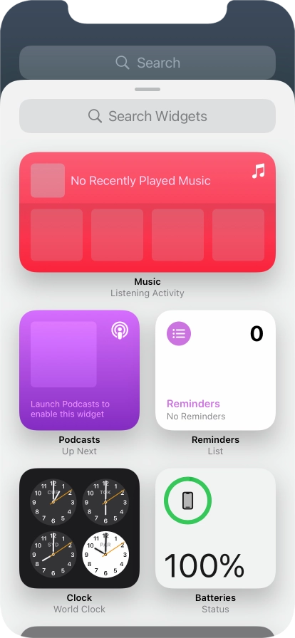 Press the required widget.