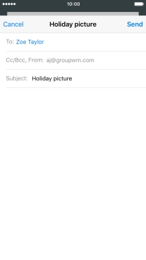Press the text input field and write the text for your email message.