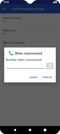 Key in +61414121121 and press TURN ON.