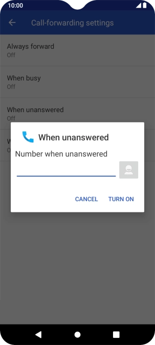 Key in +61414121121 and press TURN ON.