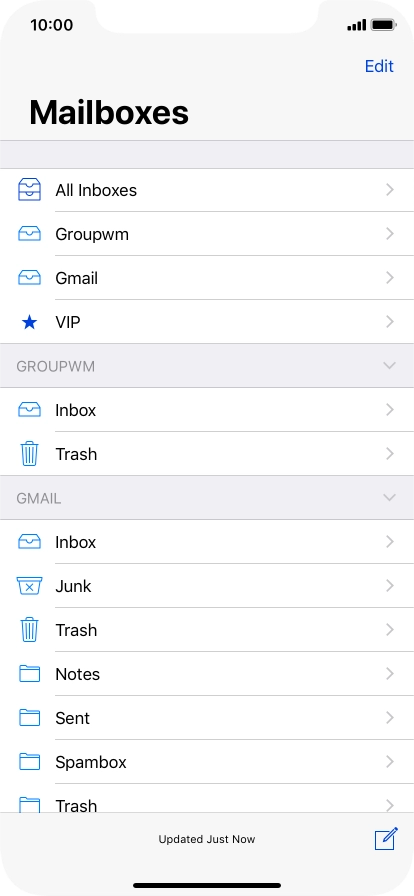 Press the required email account.
