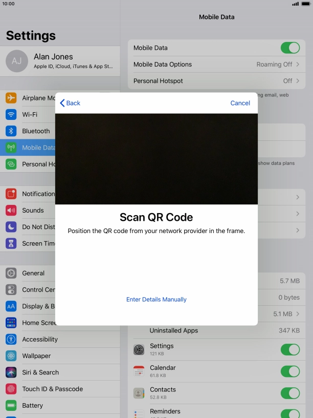Place the QR code you've received inside the tablet camera frame to scan the code. Place the QR code you've received inside the tablet camera frame to scan the code.