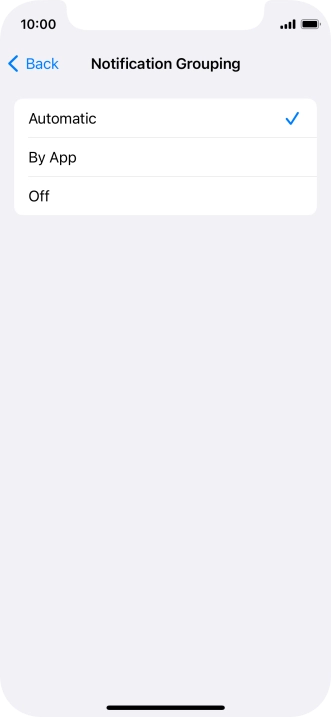 Press the required setting.