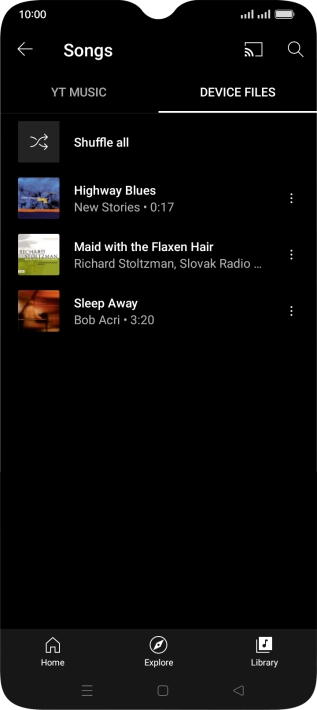 Press the required audio file.