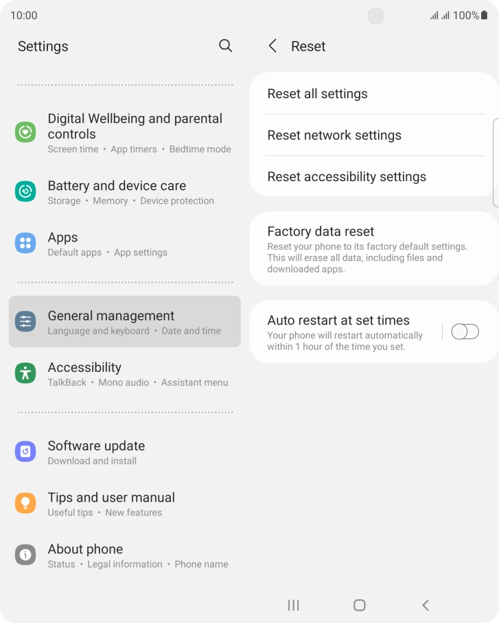 Press Factory data reset.