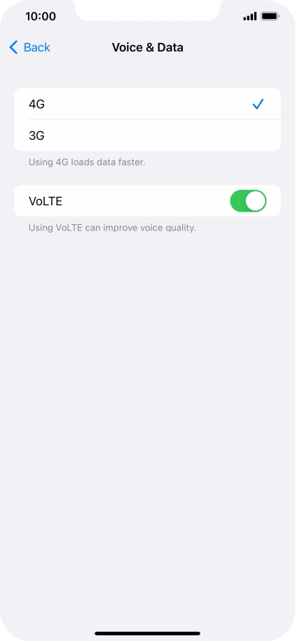 Press the required network mode.