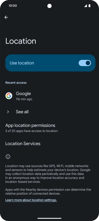 Press App location permissions.