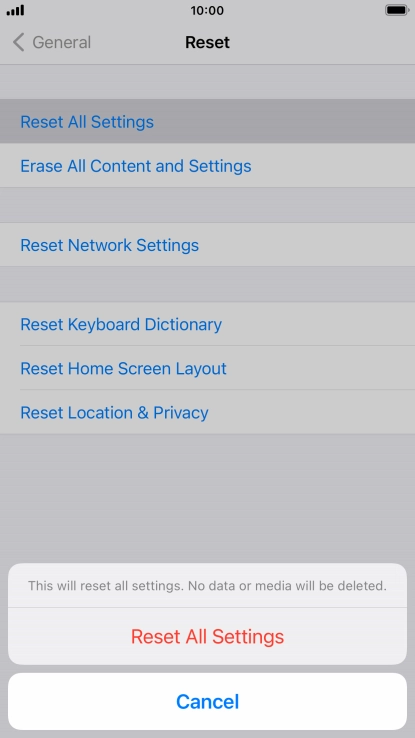 Press Reset All Settings.