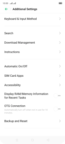 Press Backup and Reset.