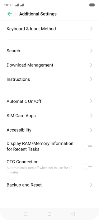 Press Backup and Reset.