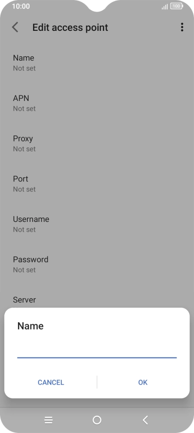 Key in Vodafone Internet and press OK. Key in Vodafone Internet and press OK.