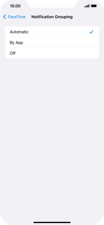 Press the required setting.