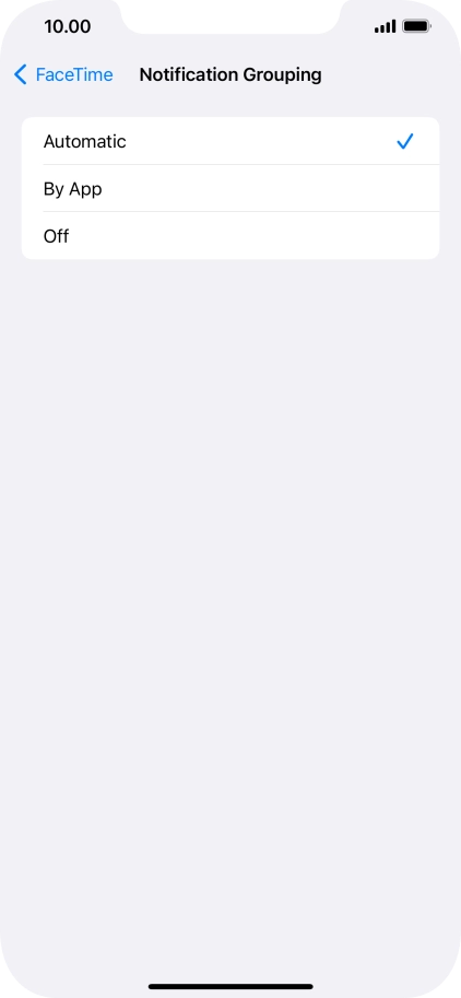 Press the required setting.