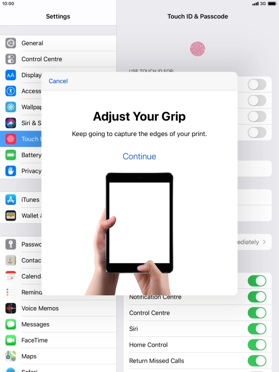 Press Continue. If you haven't previously selected a lock code, key in a code of your own choice twice.
