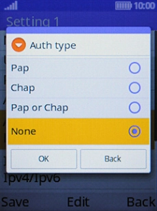Select the required setting.