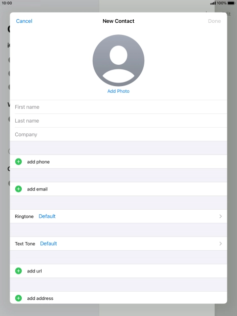 Press First name and key in the first name.