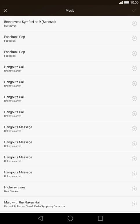 Press the required audio file.