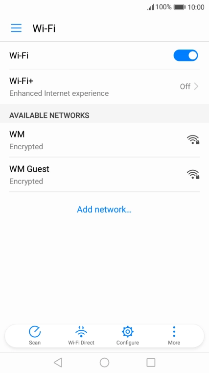 Press the required Wi-Fi network.