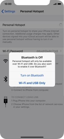 If Wi-Fi is turned on, press Wi-Fi and USB Only.