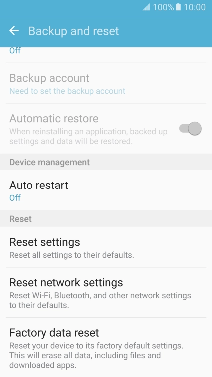 Press Factory data reset.