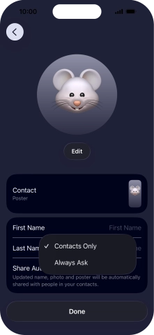 Press the required setting. Press the required setting.