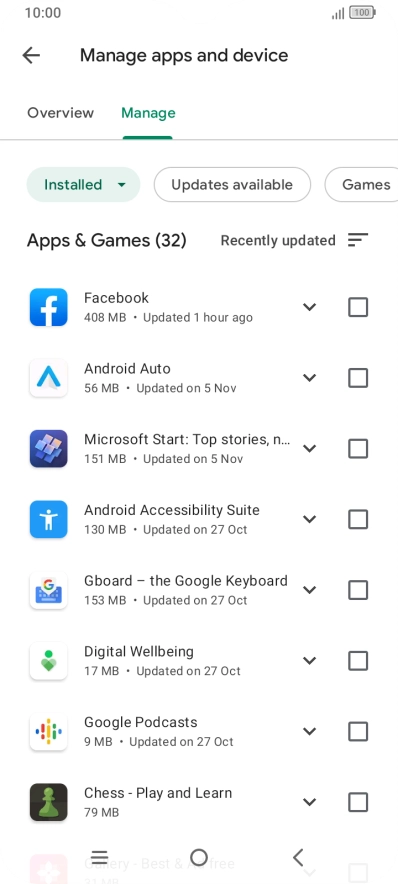 Press the required app.