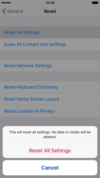 Press Reset All Settings.