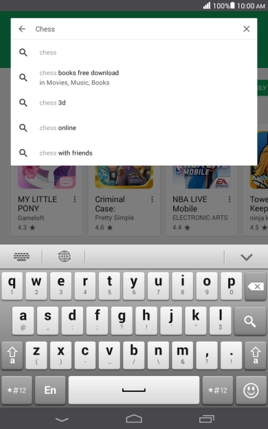 Key in the name or subject of the required app and press the search icon.