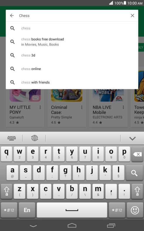 Key in the name or subject of the required app and press the search icon.