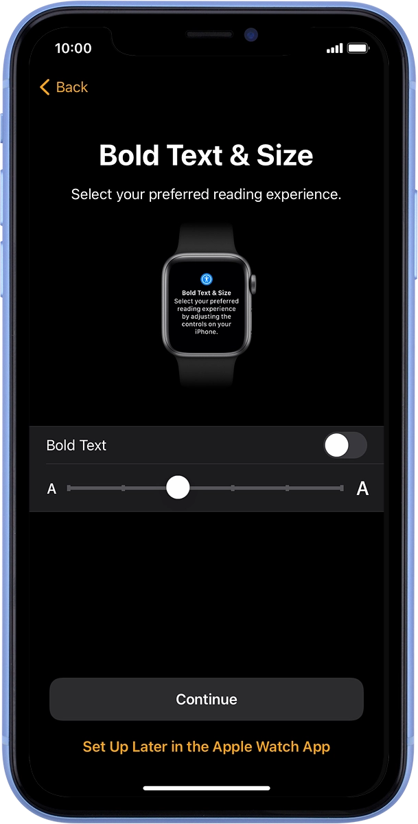 On your phone: Follow the instructions on the screen to select the required settings and press Continue.