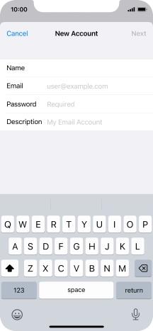 Press Email and key in your email address.