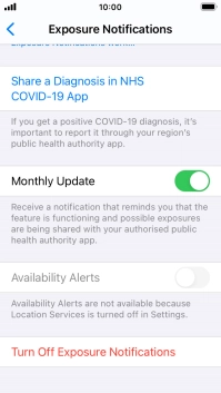 Press Turn Off Exposure Notifications.