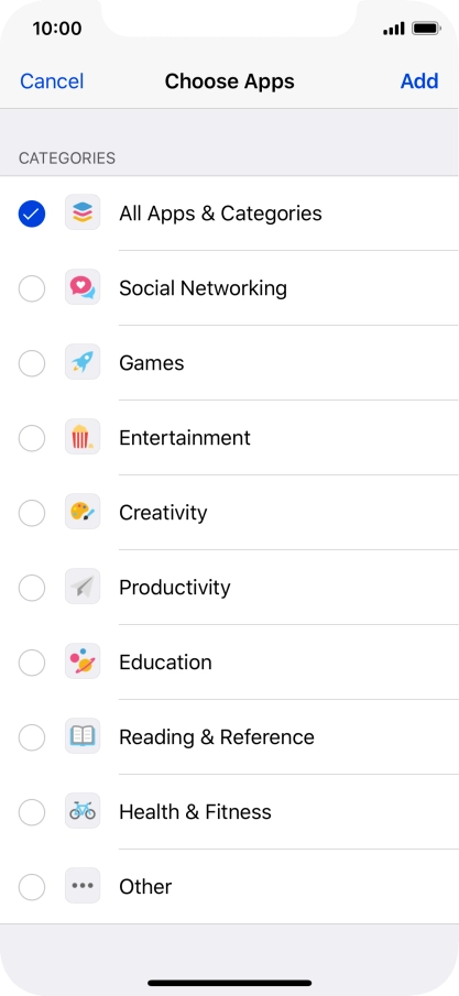 Press the required categories.