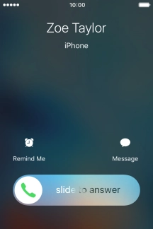 If the screen lock is turned on, press and drag the accept call icon right.