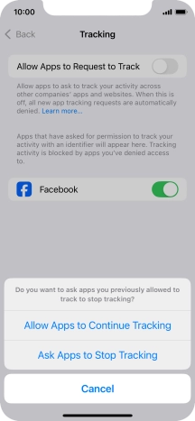 If you turn off the function, press the required setting.