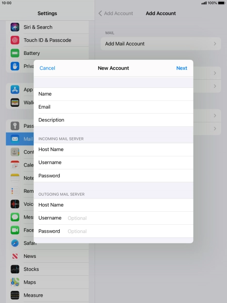 Press Username and key in the username for your email account. Please note that if you're using Vodafone's outgoing server, leave the username field empty. Press Username and key in the username for your email account. Please note that if you're using Vodafone's outgoing server, leave the username field empty.