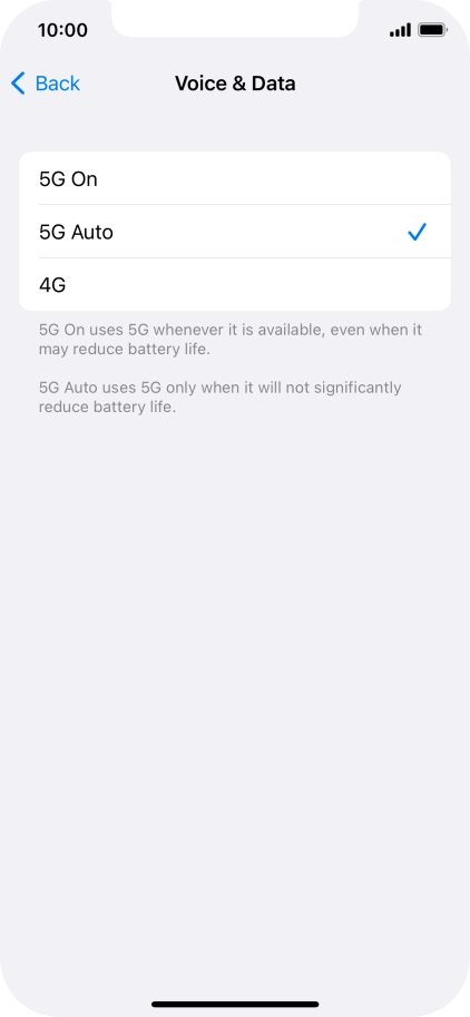 To turn on use of 5G primarily, press 5G On.
