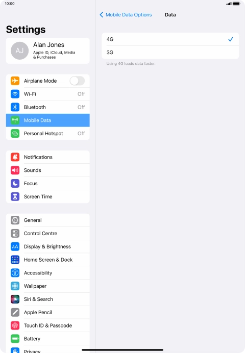 Press the required network mode.