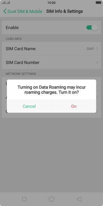 If you turn on the function, press On.