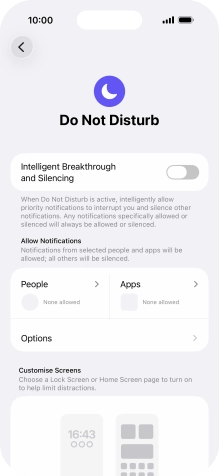 Press People and follow the instructions on the screen to select which contacts you would like to receive calls and notifications from when Do Not Disturb is turned on.
